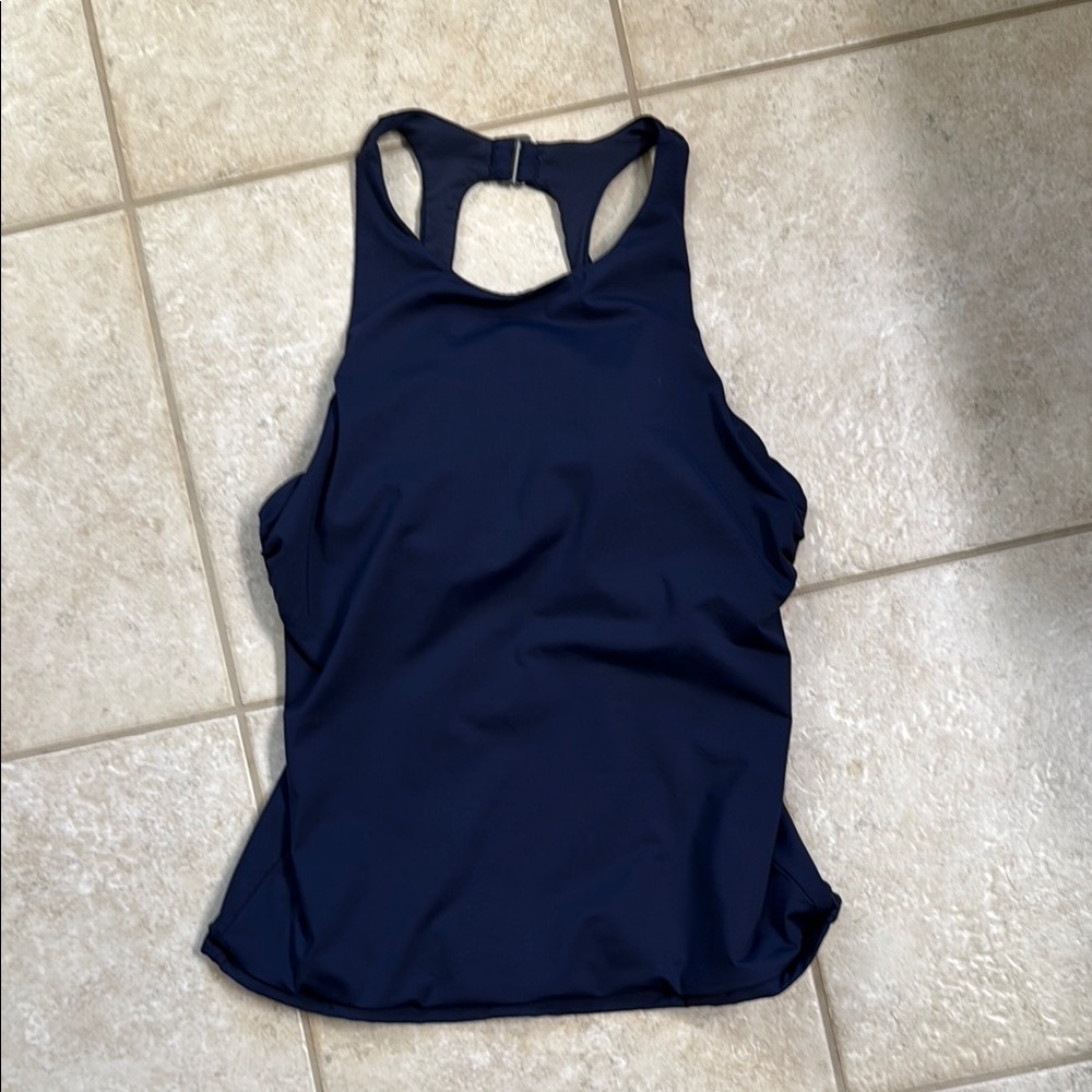 Athleta Maldives High Neck Navy Blue Tankini Swim Top